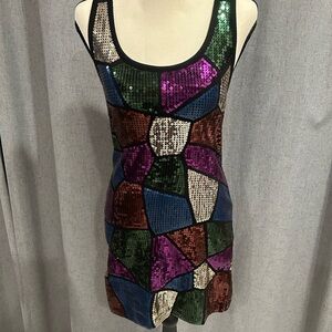 LaRok Multicolor Sequin Tunic Tank Top